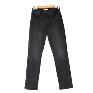 GOOD AMERICAN Good Classic High Waisted Skinny Jean Distressed Black 114 US 27